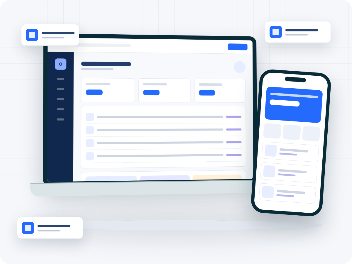 E-commerce and Digital Ordering software, mobile, and business operations illustration